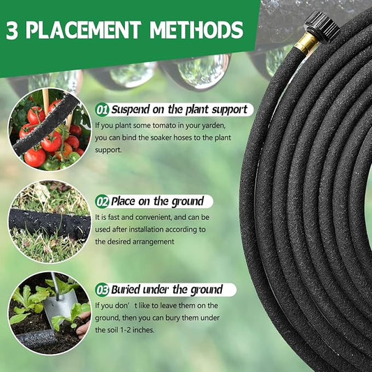 4-Pack Soaker Hose for Garden 10 Ft, Short Soaker Hoses 40 Ft, Rubber Garden Hose for Watering, Heavy Duty Drip Irrigation Hoses System (10 feet 4-Pack)