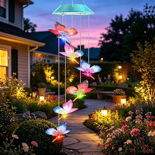 Zeiliuled Solar Wind Chime,Color Changing Dynamic Butterfly Wind Chimes | Solar Outdoor Decorative Mobile Lights for Garden, Yard, Patio, Window Decorations, Gift for Women Mom Girls