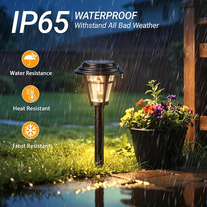 LETMY Solar Pathway Lights Outdoor, 10 Pack Solar Lights Outdoor Waterproof, Auto On/Off Solar Powered Garden Landscape Path Lights, Outdoor Solar Lights for Yard Lawn Patio Walkway Driveway