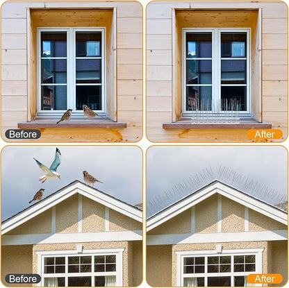 Bird Spikes, 9 Strip Stainless Steel Anti Bird Spikes, Birds Repellent for Roof, Balcony and Fence, Pigeon Spike Cover 7.38 Feet(2.25M)