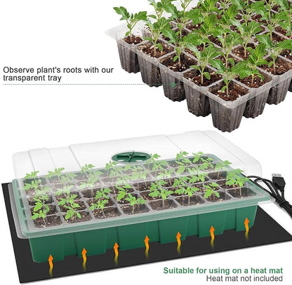 MIXC Seedling Trays Seed Starter Tray, 10-Pack Mini Propagator Plant Grow Kit Greenhouse with Humidity Vented Domes and Base for Seeds' Starting (40 Cells Per Tray, Total 400 Cells), Green