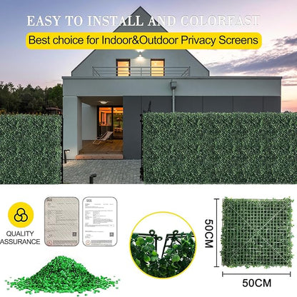 Grass Wall Panels 12 Pcs 20"*20"Hedge Panels Privacy Fence Decor | Artificial Boxwood Panels. UV-Resistant.No-Watering Faux Hedge. Privacy Screen for Backyard Patio Fence. Indoor/Outdoor.