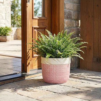 9.8 Inch Plant Pot - Ceramic Planter with Drainage Hole and Plug, Round Boho Planters for Indoor Plants Outdoor, Ceramic Flower Pots, Balcony Office Decor, Gifts for Plant Lovers, Pink