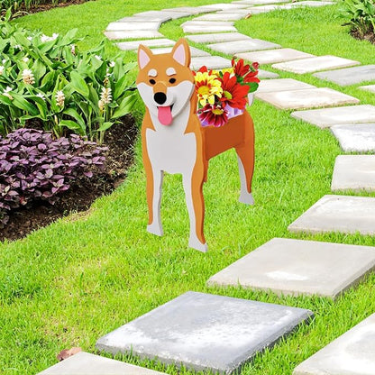 Shiba Inu Dog Planter Pots, 9.45 x 5.71 x 12.13 Inches | Dog Flower Pot, Cute Animal Shaped Plant Pot, Gifts for Women & Pet Lovers, Indoor Outdoor Garden Home Office Decor