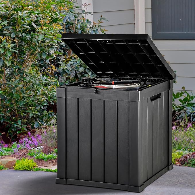 YITAHOME 51 Gallon Outdoor Storage Deck Box | Waterproof Resin Package Delivery and Storage Box with Lockable Lid for Patio Furniture Cushions, Pool Accessories, Garden