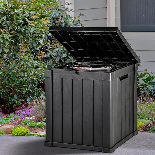 YITAHOME 51 Gallon Outdoor Storage Deck Box | Waterproof Resin Package Delivery and Storage Box with Lockable Lid for Patio Furniture Cushions, Pool Accessories, Garden