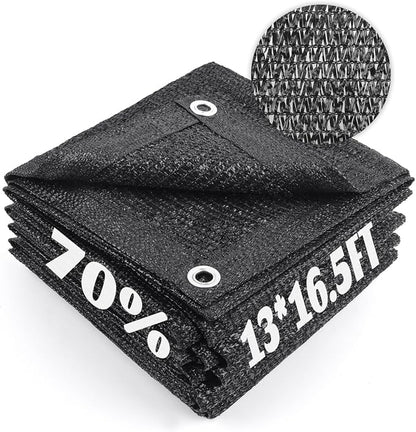 Cool Area 70% Sun Shade Cloth Mesh Tarp with Grommets for Plant Cover 13x16.5ft Patio Canopy Garden Pergola Greenhouse Car Barn Kennel Black