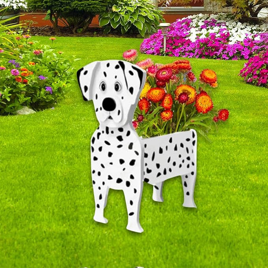 Dalmatian Dog Planter Pots, 9.45 x 5.91 x 13.35 Inches | Dog Flower Pot, Cute Animal Shaped Plant Pot, Gifts for Women & Pet Lovers, Indoor Outdoor Garden Home Office Decor