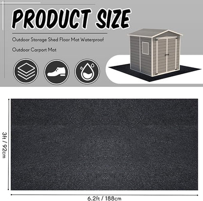 Haull Shed Floor Mat 6 x 3 ft, Outdoor Storage Sheds Flooring Mat with Waterproof PE Backing, Absorbent Felt Top, Non Slip Washable Protector Rug for Garden, Garage, Carport, Shed Not Included