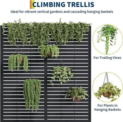 GarveeLife Metal Planter Box with Trellis, 71"x47"x16" Raised Garden Bed for Climbing Plants, Vegetables, Vines, Privacy Planters for Patio with Drainage Holes, 15.7" Deep Planting Bed
