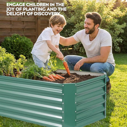 6×2×1.4ft Galvanized Raised Garden Bed Kit, Metal Planter Boxes Outdoor, High Raised Beds for Vegetables, Fruits, and Flowers - LotusGreen