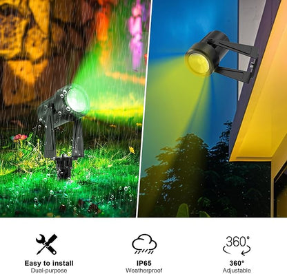 Banord RGBW Color Changing Outdoor Landscape Lighting, 4 Pack Low Voltage LED Outdoor Spotlight with Remote, IP65 Waterproof for Yard, Garden, Lawn