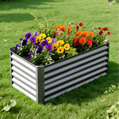 4X2X2ft (1 Pack) Galvanized Raised Garden Bed,Outdoor Planter Box Metal Patio Kit Planting Bed for Vegetables Flowers Herb