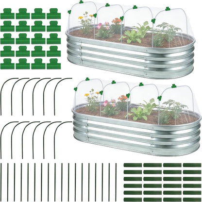 Fayoo Garden Netting for Raised Beds with 60 Garden Hoops, 2 Pack Raised Garden Bed Cover, 0.04in Ultra Fine Mesh Bird Netting Pest Barrier for Vegetables Fruits, DIY Plant Support Kit with 20 Clips
