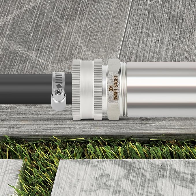 TAISHER 5PCS 304 Stainless Steel Garden Hose Adapter, 3/4" GHT Male x 3/4" NPT Male Garden Hose Connector with Washers