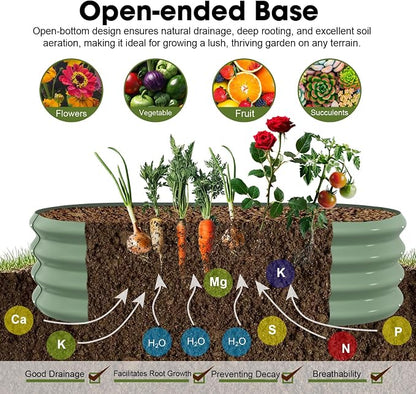 4x2x1ft Oval Galvanized Raised Garden Bed Outdoor 9-in-1 Large Metal Modular Planter Box Raised Beds for Gardening,Vegetables,Fruits,Flowers & Herbs (Green)