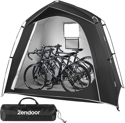 Bike Storage Tent Outdoor, Waterproof Bicycle Shed for 4-5 Bikes, PU4000 210D Oxford, Fiberglass Frame, Rain-Blocking Awning Design, Outdoor Storage for Bikes, Lawn Mower, Garden Tools Black