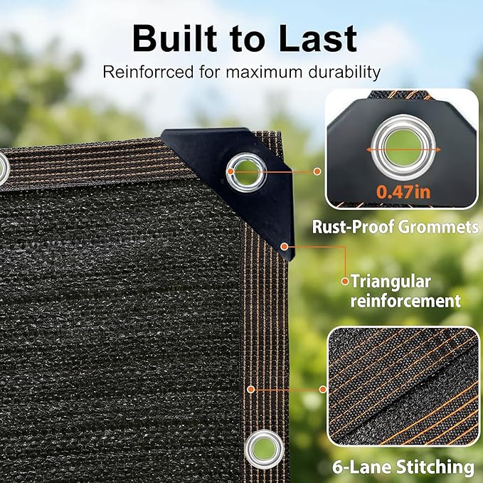 12 x 20 FT Shade Cloth -for Garden Plants, 90% Sunblock Shade Neting -for Outdoor Garden Bed Neting Mesh Pergola Patio Lawn Sun Cloth - for Dog Kennel Cover Chicken Coop