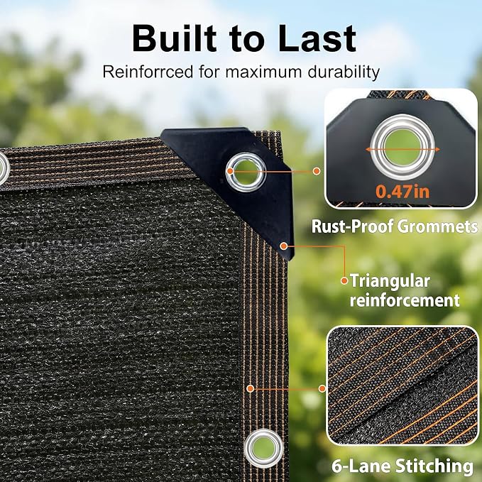 90% Shade Cloth, Chicken Coop Shade Cover, Sturdy Sunblock Mesh Tarp with Grommets for Patio Plants Greenhouse Kennel Porch Pergola Sun Protection Neting Cover, 6.5 x 10 FT