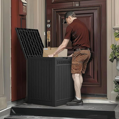 YITAHOME Resin Package Delivery Box 51 Gallon | Secure Lockable Resin Package Delivery Container, Deck Box for Porch & Curbside, Black