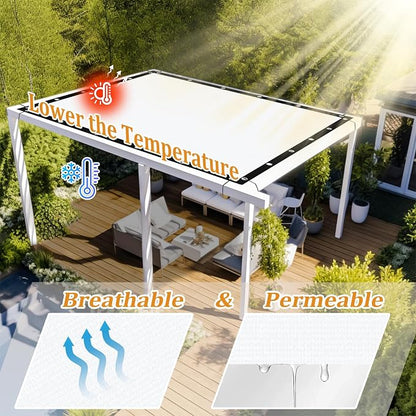 Shade&Beyond Customized Size 90% Sun Shade Cloth with Grommets, 5' X 8' Pergola Shade Cover Canopy, Mesh Tarp Sun Screens for Patio, Outdoor, Garden, Backyard GN01, White