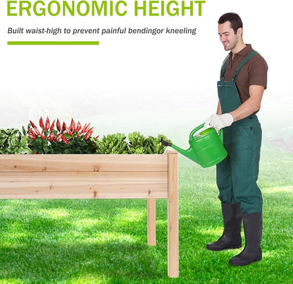 Backyard Expressions 48"x34" Raised Garden Bed - Elevated Wood Planter Box for Healthy Plant Growth, 440 lb Capacity - Natural Color