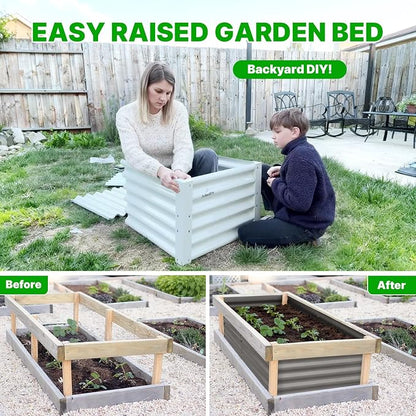 ANLEOLIFE 8-Pack 24 Inch Raised Garden Bed Support Rods, Reinforcement Stabilizer Bracing Kit with Connector Studs & Screws to Prevent Bowing in Raised Garden Beds, Quartz Grey