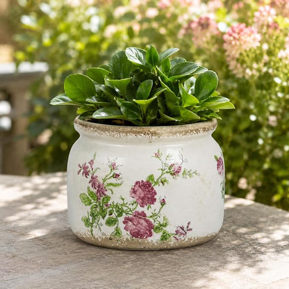 Dosayes Large Ceramic Pot for Planters, Ice Crack Glazed Flower Pot with Drainage Holes,5.91inch Vintage Planters for Indoor and Outdoor (Pink)