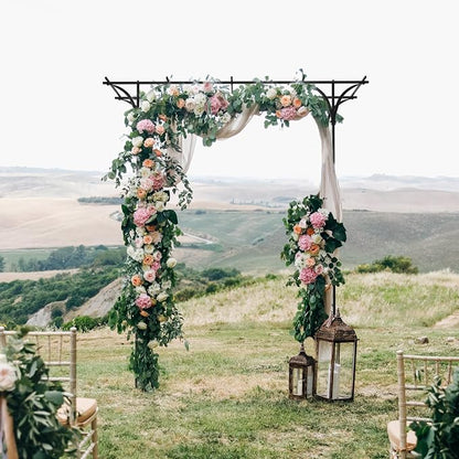 7FT Garden Arch Arbor, Steel Frame Stand Trellis for Climbing Plants, Outdoor Archway Gate for Wedding Ceremony Decoration Party Vines Lawn Courtyard Patio Backyard
