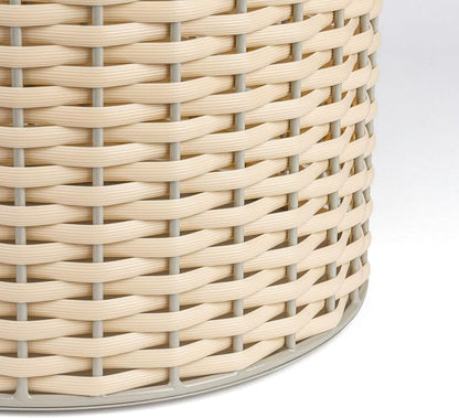 happimess HPM1101B Harper Modern 4.13-Gallon 2-Tone Faux Wicker Cylinder Waste Basket, Gray/Cream for Home, Bathroom, Living Room, Office, Bedroom, Kitchen