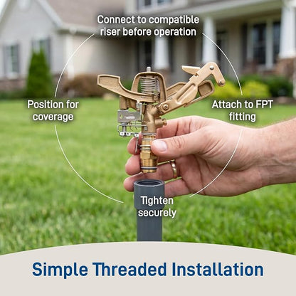 Orbit 55016 Brass Impact Sprinkler Head, Dual Nozzle, 3/4 in. MPT