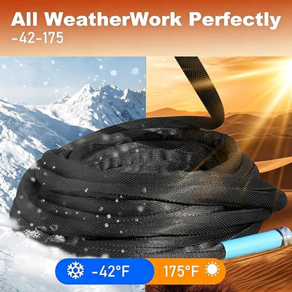 50FT Black Garden Hose, Lightweight No Kink Water Hose with 10 Function Spray Nozzle, 3/4 Inch Rust-Proof Aluminum Leak-Proof Connector for Yard Garden RV Outdoor Watering