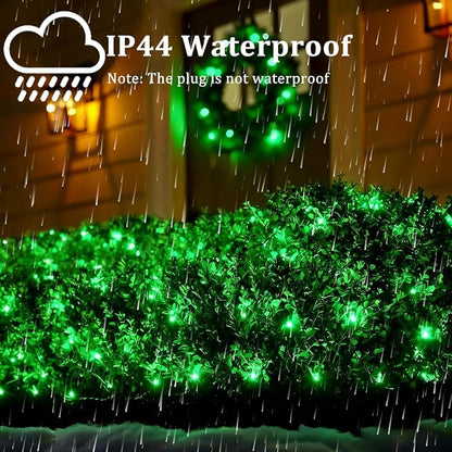 Green Christmas Lights Outdoor, 25FT 100 Count Incandescent Mini Christmas Lights White Wire, Waterproof Fairy Lights, Connectable Xmas String Lights for Christmas Tree, Garland, Wedding Decor