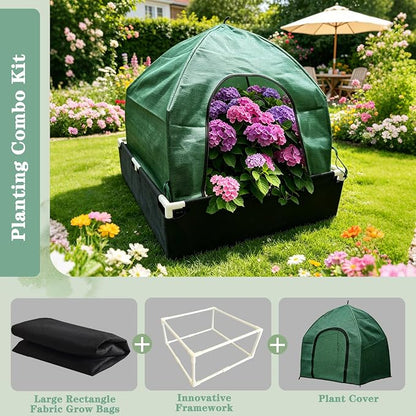 3 * 3FT Felt Garden Raised Bed with Plant Covers, No-Tool Growing Bed with Bug Insect Proof Mesh Plant Tents & Sun Shade, 3 Sizes Plant Protection System for Vegetables, Fruits & Flowers