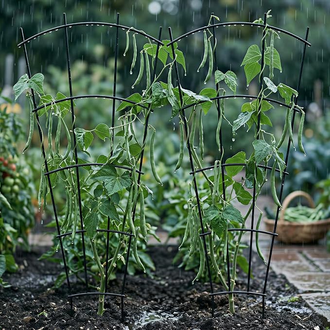 Thealyn 4 Pack 43" Metal Plant Trellis for Pots & Garden Beds, Rustproof Support for Indoor Outdoor Climbing Plants, Vines, Flowers, Fan Shaped, Black