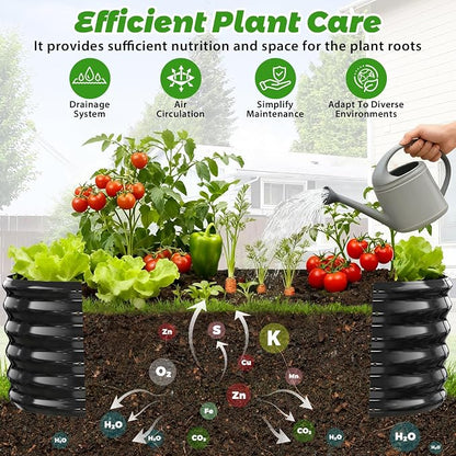 YSEJOMP 17" Tall Oval-Shaped/Elliptic Metal Raised Garden Bed Outdoor Black | 60X24X17 Inch,1.5 FT Tall,0.8MM Thick Galvanized Metal Painted,for Variety of Flowers,Herbs,Vegetables.with Gloves,Tool free