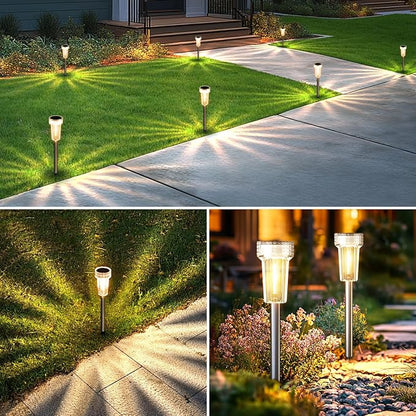 Mancra 12 Pack Solar Pathway Lights Outdoor, Waterproof Metal Solar Outdoor Lights Tungsten Bulb Landscape Lighting Garden Decor for Path Yard Lawn Walkway Driveway