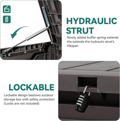 YITAHOME 80 Gallon Outdoor Storage Box | Large Water Resistant Resin Deck Box, Indoor Outdoor Lockable Storage Container for Patio, Garden, Cushions, Tools, Equipment