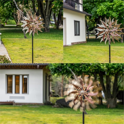 Large Outdoor Metal Wind Spinner,Two-Way Wind Sculptures,360 Degrees Kinetic Wind Spinners Yard Art Decor for Patio, Lawn & Garden 63 * 13.4 Inches