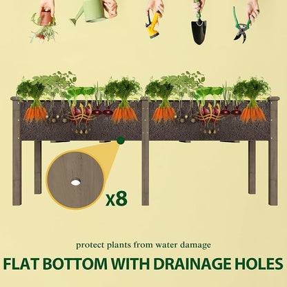 BlueWish 72''L x 23''W x 30''H Raised Garden Bed Outdoor, 2x6 FT Cedar Garden Bed with 8 Drainage Holes & 6 Legs, Elevated Planter Boxes for Gardening, Vegetable, Flower, 661lbs Capacity, Brown