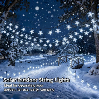 Twinkle Solar Star String Lights Outdoor Waterproof 39FT/100L Fairy Lights | 8 Modes Camping Garden Wedding Party Tree Holidays Backyard Patio Cool White