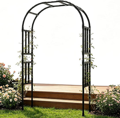Thickened Metal Garden Arch-59(L)*94.5"(H),Garden Trellis for Climbing Plants Outdoor, Heavy Duty Rust-Proof Iron Arbor Archway for Backyard, Patio, Lawn and Wedding Decorations(20MM Pipe)