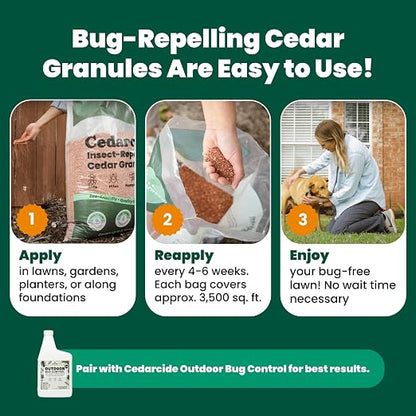 Cedarcide Original Cedar Granules – Cedar Chips for Home & Garden | Repels Ants, Aphids, Spiders, Mosquitos | Smells Great & Easy to Use | 1 Bag (8 lbs)