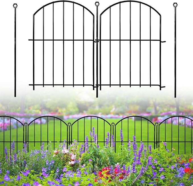 Decorative Garden Fence 17in(H)x13in(W), 26 Pack Rustproof Metal No Dig Fence Animal Barrier for Dog, Arched Flower Bed Edging Ornamental Wire Border Panel Fencing for Yard Patio Outdoor Decor