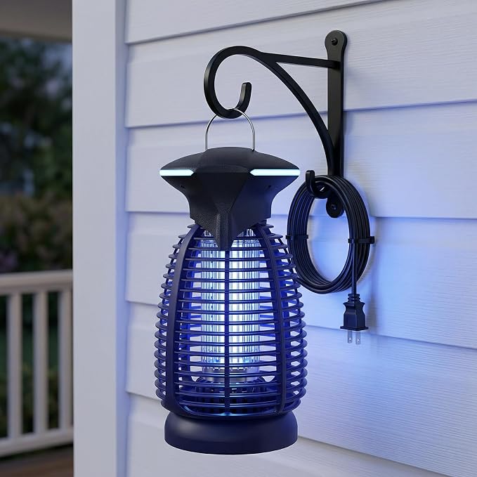 Electric Bug Zapper Outdoor, 4200V Mosquito Zapper with 20W UV Light, Plug-in Insect Killer with Removable Tray, Hanging Fly Trap for Patio, Porch, Backyard, Garage and Indoor Use