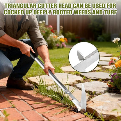 Crack Weeder Crevice Weeding Tool with Adjustable Handle Manual Weed Puller Tool Stainless Steel Crevice Weed Puller for Garden Backyard Sidewalk
