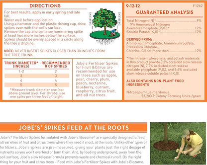 Jobe’s Garden Fertilizer Spikes, Easy Plant Care Slow Release Fertilizer for Fruit and Citrus Plants and Trees, 9 Count