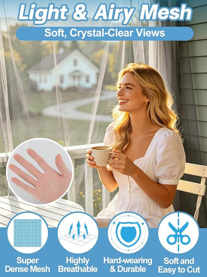 ANPHSIN 65x10ft Ultra fine Mosquito Net for Patio - Mesh Netting Screen for Outdoor Garden Porch Balcony, Protects Skin & Plants from Bugs, Birds, Gray