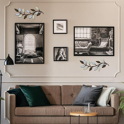 Zhengmy 2 Pieces Metal Tree Leaf Wall Decor Vine Olive Branch Leaf Wall Art Living Room, Hallway Wall Decor Outdoor Decoration(Pastel Colors)