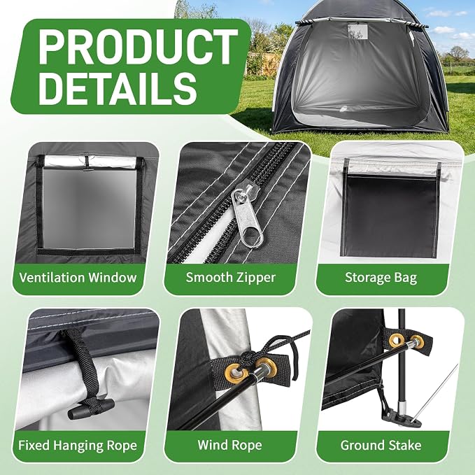 Outvita Bike Tent, Outdoor Portable Bicycle Storage Sheds with 210D Oxford Fabric PU4000 Waterproof Cover for 2-3 Bikes, Storage Cover Shelter for Motorcycle,Garden Tools,Toys,Lawn Mower